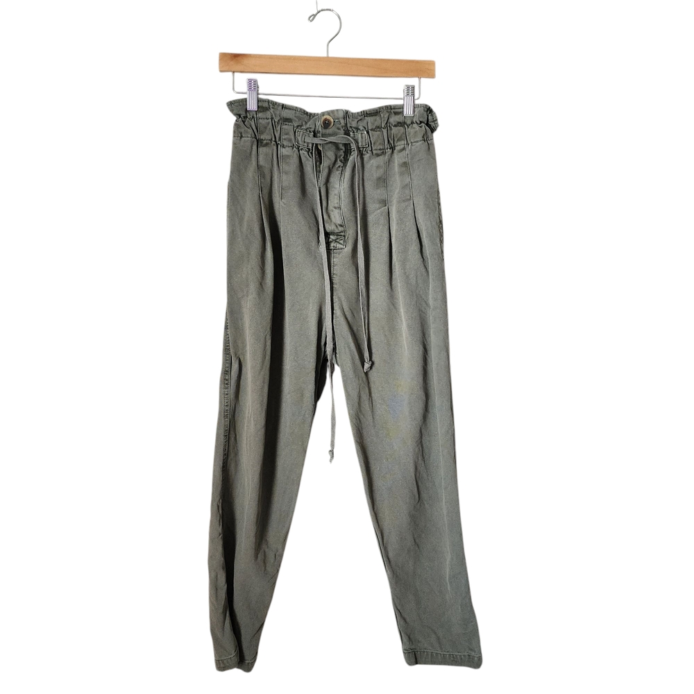 FREE PEOPLE Margate Pleated paper‎ bag drawstring military trousers S